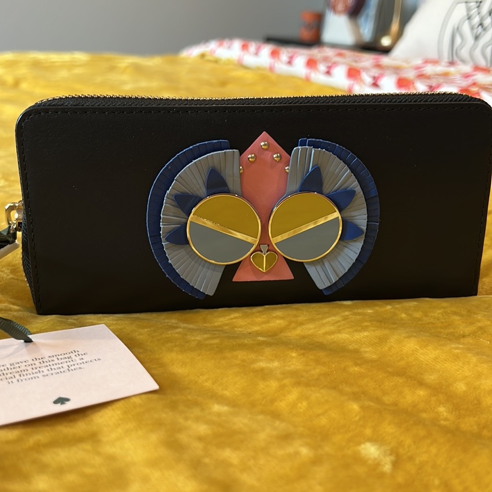 Kate Spade New York Spademals Leather Peacock Continental Wallet, NWT